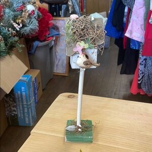 Decorative Birdhouse Accent with Green Base